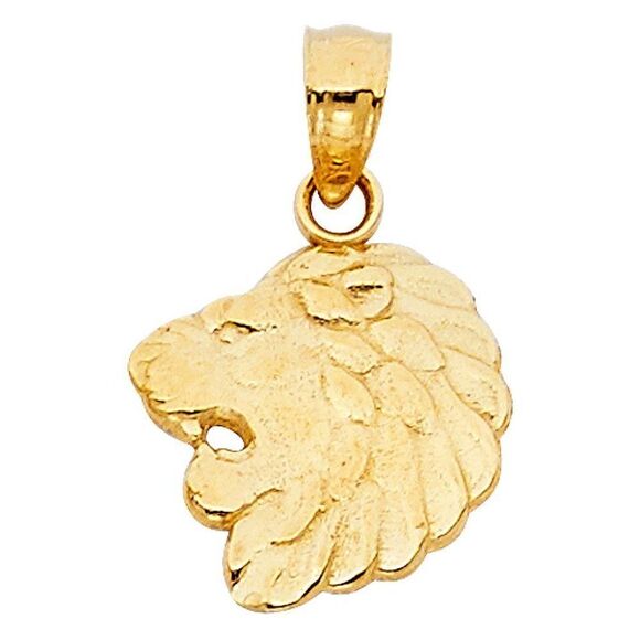 14k Solid Gold Lion Charm plus 18” Solid Gold Box Chain Necklace
